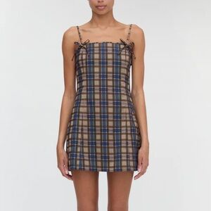 Hill House Brown Plaid Mini Dress The Rennie